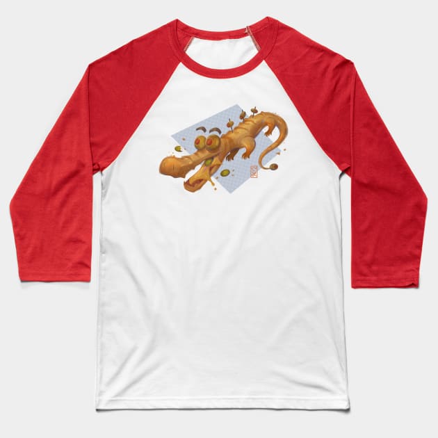 Sandwich Crocodile Baseball T-Shirt by Claire Lin